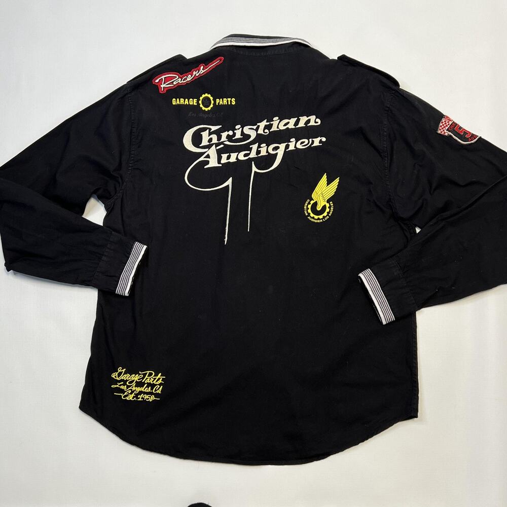 Christian Audigier Shirt Mens XL Black Racing Motorcycle Garage Parts Cotton 58 - Picture 7 of 16